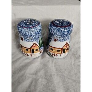 Vintage Cooks Bazaar Holly Mountain Lodge Salt And Pepper Shakers 3.5”T